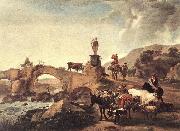 Italian Landscape with Bridge  ddd BERCHEM, Nicolaes